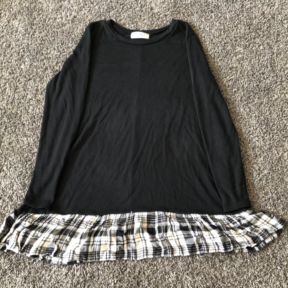 Black & Plaid Long Sleeve Dress
